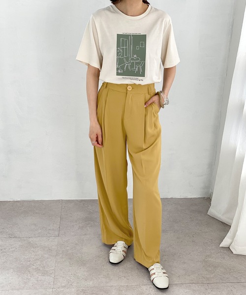 ANDJ(アンドジェイ)の「版画プリントTシャツ(Tシャツ/カットソー・レディース・オフホワイト/ベージュ系その他/チャコール・M)」の18枚目の写真
