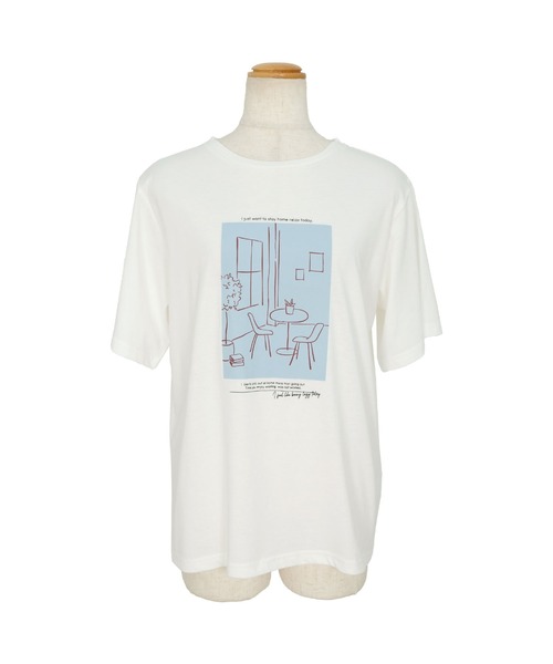 ANDJ(アンドジェイ)の「版画プリントTシャツ(Tシャツ/カットソー・レディース・オフホワイト/ベージュ系その他/チャコール・M)」の15枚目の写真