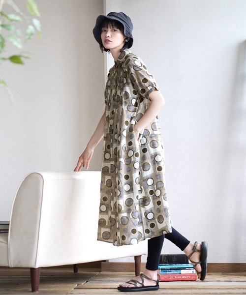 ニュアンスサークル柄 ワンピース ドレス E Zakkamania Stores イーザッカマニアストアーズ のファッション タックワンピース ワンピース E Zakkamania