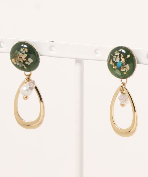 tone（トーン）の「【よひらのはな】しずくメタルパーツとお花のピアス（ピアス（両耳用）・レディース・ブラウン/ピンク/ブルー/グリーン/グリーン系その他・FREE）」の4枚目の写真