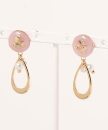 【よひらのはな】しずくメタルパーツとお花のピアス