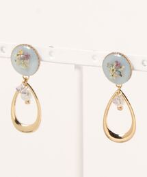【よひらのはな】しずくメタルパーツとお花のピアス