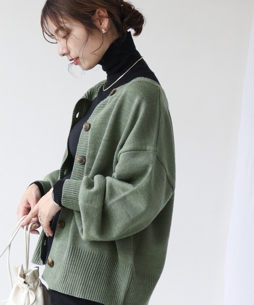 frames RAY CASSIN（フレームスレイカズン）の「【WEB限定】前後2WAYニットカーディガン（ニット/セーター・レディース・ピンク/オフホワイト/スミクロ/ライトカーキ/オレンジ・FREE）」の3枚目の写真