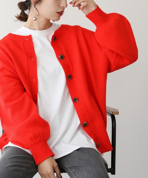 frames RAY CASSIN（フレームスレイカズン）の「【WEB限定】前後2WAYニットカーディガン（ニット/セーター・レディース・ピンク/オフホワイト/スミクロ/ライトカーキ/オレンジ・FREE）」の6枚目の写真