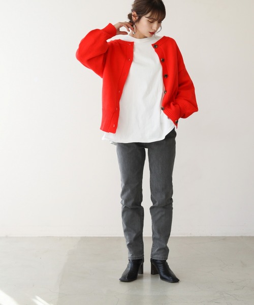 frames RAY CASSIN（フレームスレイカズン）の「【WEB限定】前後2WAYニットカーディガン（ニット/セーター・レディース・ピンク/オフホワイト/スミクロ/ライトカーキ/オレンジ・FREE）」の7枚目の写真