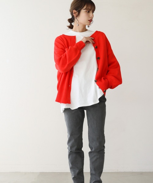 frames RAY CASSIN（フレームスレイカズン）の「【WEB限定】前後2WAYニットカーディガン（ニット/セーター・レディース・ピンク/オフホワイト/スミクロ/ライトカーキ/オレンジ・FREE）」の8枚目の写真