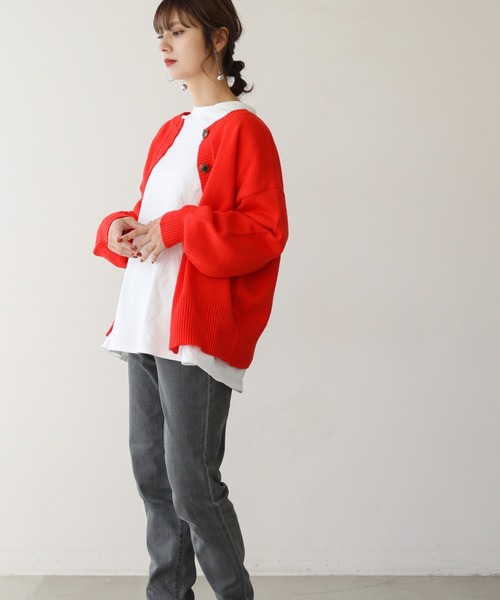 frames RAY CASSIN（フレームスレイカズン）の「【WEB限定】前後2WAYニットカーディガン（ニット/セーター・レディース・ピンク/オフホワイト/スミクロ/ライトカーキ/オレンジ・FREE）」の9枚目の写真