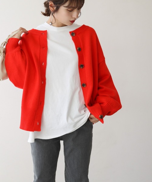 frames RAY CASSIN（フレームスレイカズン）の「【WEB限定】前後2WAYニットカーディガン（ニット/セーター・レディース・ピンク/オフホワイト/スミクロ/ライトカーキ/オレンジ・FREE）」の10枚目の写真