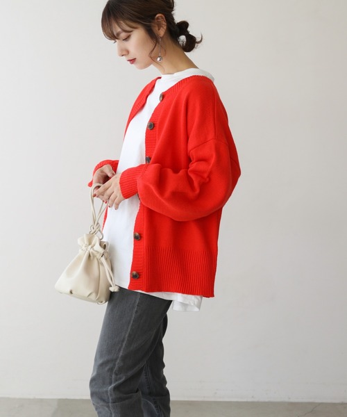 frames RAY CASSIN（フレームスレイカズン）の「【WEB限定】前後2WAYニットカーディガン（ニット/セーター・レディース・ピンク/オフホワイト/スミクロ/ライトカーキ/オレンジ・FREE）」の11枚目の写真