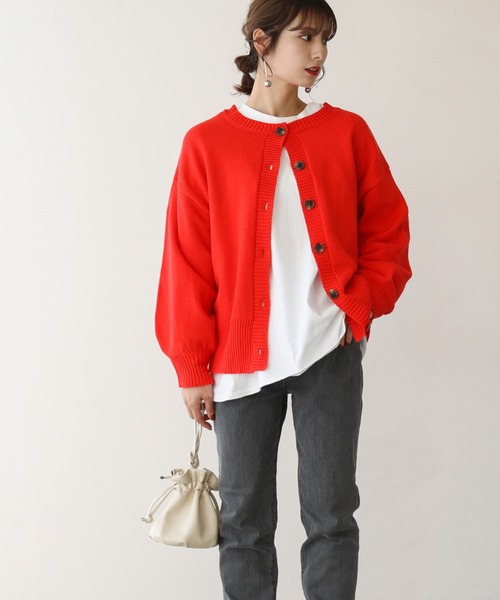 frames RAY CASSIN（フレームスレイカズン）の「【WEB限定】前後2WAYニットカーディガン（ニット/セーター・レディース・ピンク/オフホワイト/スミクロ/ライトカーキ/オレンジ・FREE）」の12枚目の写真