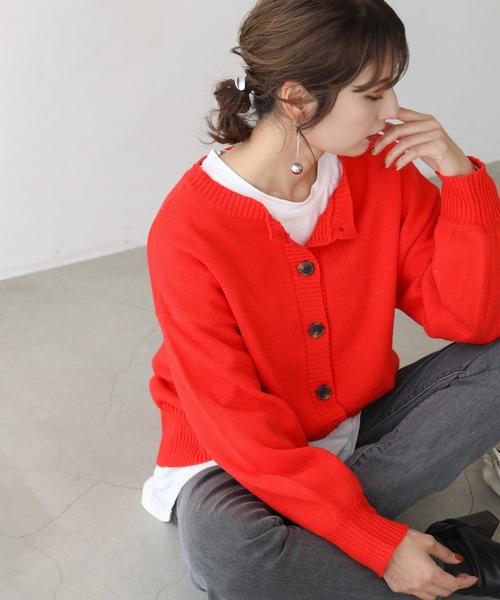 frames RAY CASSIN（フレームスレイカズン）の「【WEB限定】前後2WAYニットカーディガン（ニット/セーター・レディース・ピンク/オフホワイト/スミクロ/ライトカーキ/オレンジ・FREE）」の17枚目の写真