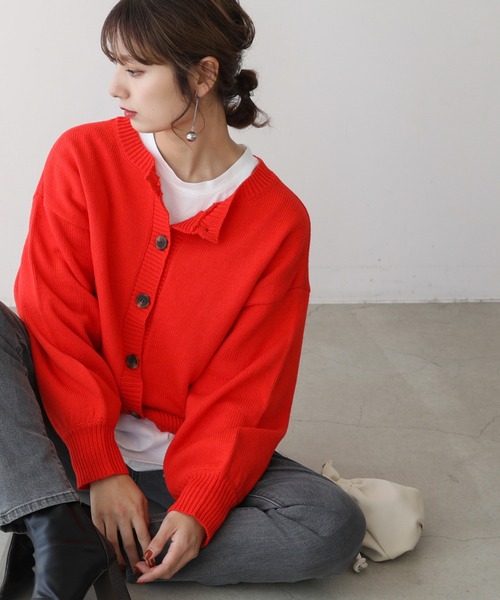 frames RAY CASSIN（フレームスレイカズン）の「【WEB限定】前後2WAYニットカーディガン（ニット/セーター・レディース・ピンク/オフホワイト/スミクロ/ライトカーキ/オレンジ・FREE）」の18枚目の写真