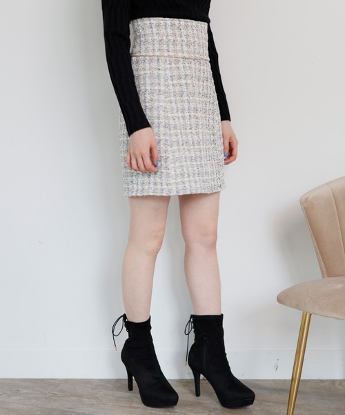 LIPSERVICE（リップサービス）の「ツイード台形スカート（スカート・レディース・ホワイト/ブラック・S/M）」の6枚目の写真
