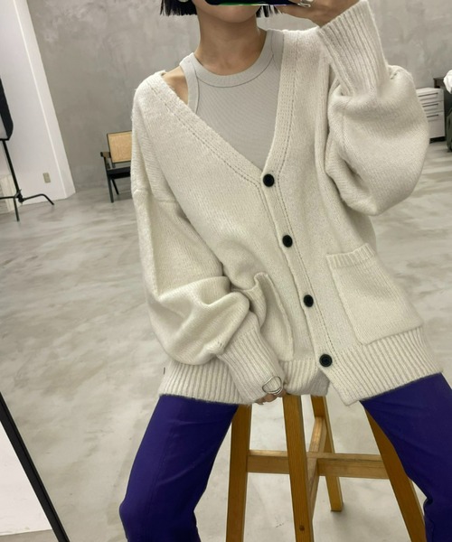 AIC.（エーアイシー）の「起毛オーバーサイズカーディガン（カーディガン/ボレロ・レディース・ピンク/オレンジ/ブルー/グリーン/ホワイト系その他・FREE）」の2枚目の写真