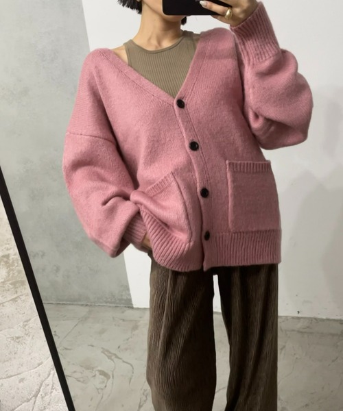 AIC.（エーアイシー）の「起毛オーバーサイズカーディガン（カーディガン/ボレロ・レディース・ピンク/オレンジ/ブルー/グリーン/ホワイト系その他・FREE）」の5枚目の写真