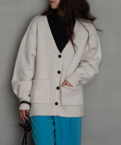 AIC.（エーアイシー）の「起毛オーバーサイズカーディガン（カーディガン/ボレロ・レディース・ピンク/オレンジ/ブルー/グリーン/ホワイト系その他・FREE）」の6枚目の写真