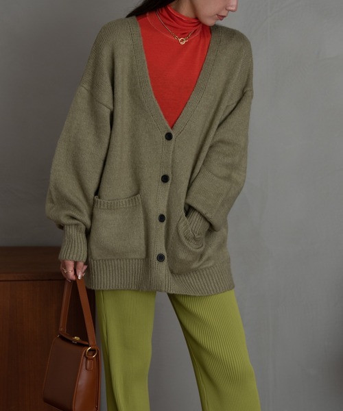 AIC.（エーアイシー）の「起毛オーバーサイズカーディガン（カーディガン/ボレロ・レディース・ピンク/オレンジ/ブルー/グリーン/ホワイト系その他・FREE）」の7枚目の写真