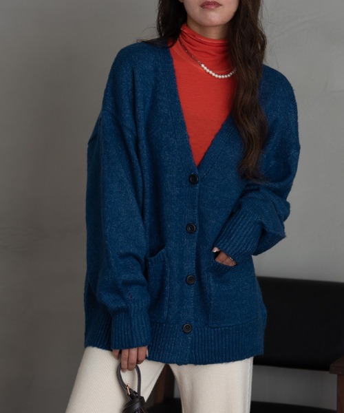 AIC.（エーアイシー）の「起毛オーバーサイズカーディガン（カーディガン/ボレロ・レディース・ピンク/オレンジ/ブルー/グリーン/ホワイト系その他・FREE）」の8枚目の写真