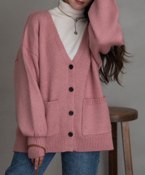 AIC.（エーアイシー）の「起毛オーバーサイズカーディガン（カーディガン/ボレロ・レディース・ピンク/オレンジ/ブルー/グリーン/ホワイト系その他・FREE）」の14枚目の写真