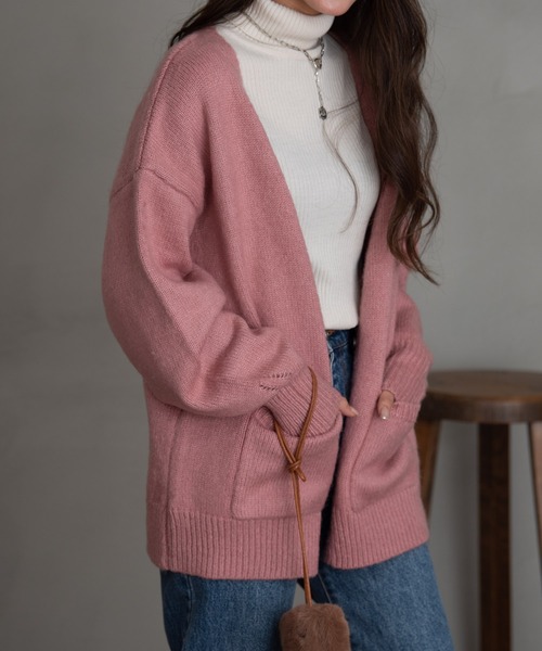 AIC.（エーアイシー）の「起毛オーバーサイズカーディガン（カーディガン/ボレロ・レディース・ピンク/オレンジ/ブルー/グリーン/ホワイト系その他・FREE）」の21枚目の写真