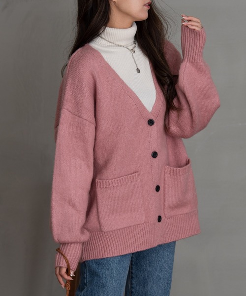 AIC.（エーアイシー）の「起毛オーバーサイズカーディガン（カーディガン/ボレロ・レディース・ピンク/オレンジ/ブルー/グリーン/ホワイト系その他・FREE）」の9枚目の写真