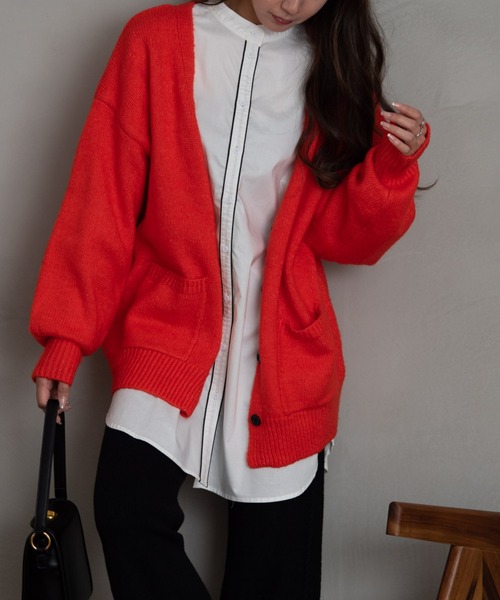 AIC.（エーアイシー）の「起毛オーバーサイズカーディガン（カーディガン/ボレロ・レディース・ピンク/オレンジ/ブルー/グリーン/ホワイト系その他・FREE）」の10枚目の写真