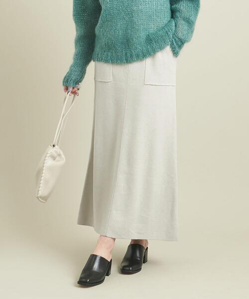 BEAUTY&YOUTH UNITED ARROWS(ビューティーアンドユースユナイテッドアローズ)の「BY コットンカシミヤ パッチポケットニットスカート -ウォッシャブル- ∴(スカート・レディース・ブラック/ライム/モカ・S/M)」の3枚目の写真