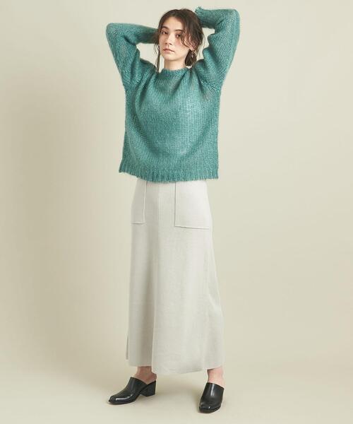 BEAUTY&YOUTH UNITED ARROWS(ビューティーアンドユースユナイテッドアローズ)の「BY コットンカシミヤ パッチポケットニットスカート -ウォッシャブル- ∴(スカート・レディース・ブラック/ライム/モカ・S/M)」の5枚目の写真