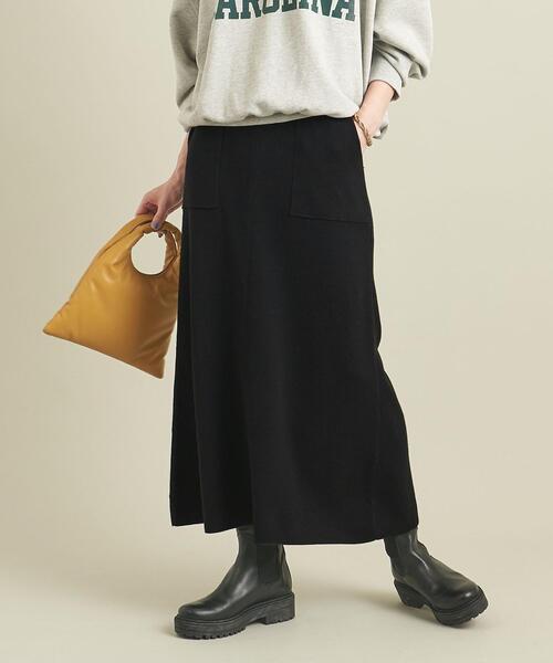 BEAUTY&YOUTH UNITED ARROWS(ビューティーアンドユースユナイテッドアローズ)の「BY コットンカシミヤ パッチポケットニットスカート -ウォッシャブル- ∴(スカート・レディース・ブラック/ライム/モカ・S/M)」の14枚目の写真