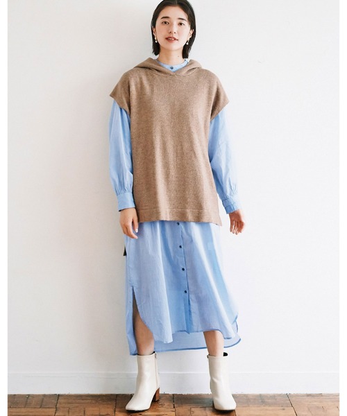 avecmoi(アヴェクモワ)の「【佐藤かなさんプロデュース】 アヴェクモワ タックショルダーワンピース〈ブルー〉(シャツワンピース・レディース・ブルー・MEDIUM/LARGE)」の16枚目の写真