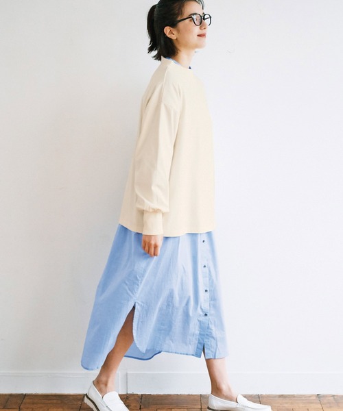 avecmoi(アヴェクモワ)の「【佐藤かなさんプロデュース】 アヴェクモワ タックショルダーワンピース〈ブルー〉(シャツワンピース・レディース・ブルー・MEDIUM/LARGE)」の8枚目の写真