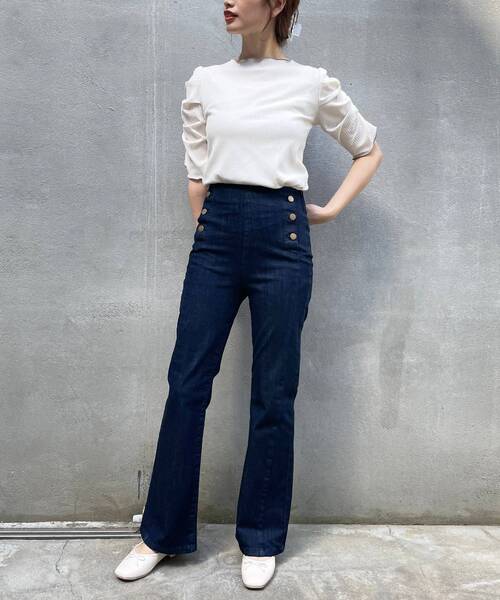 MAJESTIC LEGON（マジェスティックレゴン）の「classicパンツ（その他パンツ・レディース・ネイビー/アイボリー・SMALL/MEDIUM）」の4枚目の写真