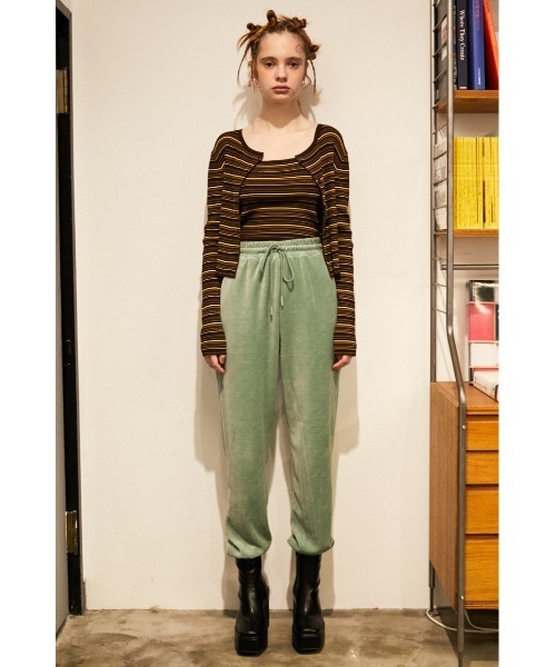 SLY（スライ）の「Sly Skin VELOURS JOGGER PT ジョガー パンツ（ルームウェア/パジャマ・レディース・ミント/アイボリー・2/1）」の13枚目の写真