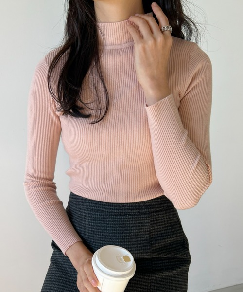 CLEA（クレア）の「【全7色/カラバリ豊富】ハイネックベーシックリブニット（ニット/セーター・レディース・ブラック/グリーン/グレー/アイボリー/グリーン系その他/ブルー/ホワイト/ライトピンク/オレンジ/レッド・FREE）」の8枚目の写真