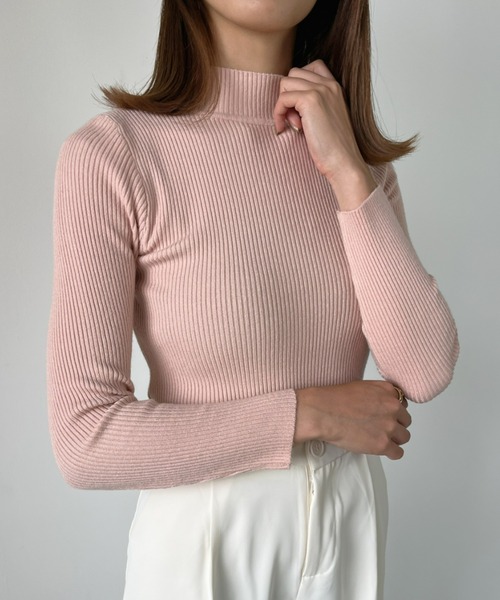 CLEA（クレア）の「【全7色/カラバリ豊富】ハイネックベーシックリブニット（ニット/セーター・レディース・ブラック/グリーン/グレー/アイボリー/グリーン系その他/ブルー/ホワイト/ライトピンク/オレンジ/レッド・FREE）」の21枚目の写真