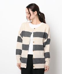 Samansa Mos2 | ワイドボーダー前後着ゆるカーディガン(カーディガン/ボレロ)