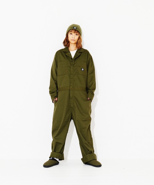 OUTDOOR PRODUCTS APPAREL(アウトドアプロダクツアパレル)の「防汚加工 長袖ツイル ワンポイントブランドロゴ ツナギ(つなぎ/オールインワン・メンズ・ブラック/オリーブ・LARGE/MEDIUM/X-LARGE)」の7枚目の写真