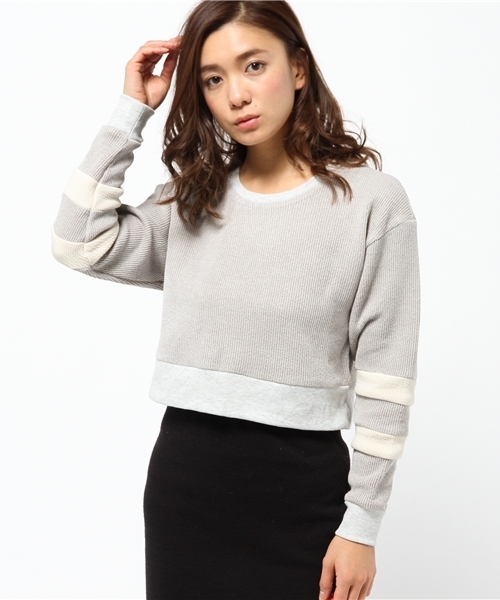 Kastane（カスタネ）の「【Kastane】ライン切替プルオーバー（Tシャツ/カットソー・レディース・チャコールグレー/ダークグリーン/アイボリー・FREE）」の4枚目の写真