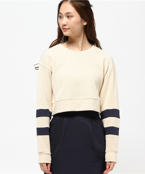 Kastane（カスタネ）の「【Kastane】ライン切替プルオーバー（Tシャツ/カットソー・レディース・チャコールグレー/ダークグリーン/アイボリー・FREE）」の9枚目の写真