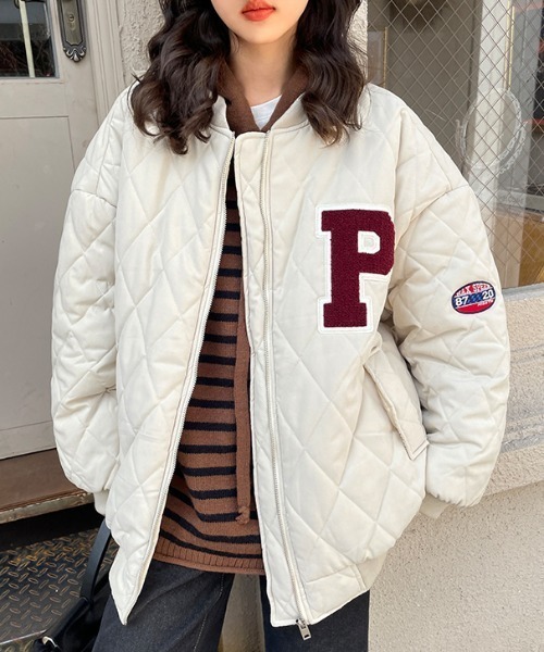 MANGROVE(マングローブ)の「Pロゴキルティングスタジャン(ブルゾン・レディース・アイボリー・FREE)」の1枚目の写真