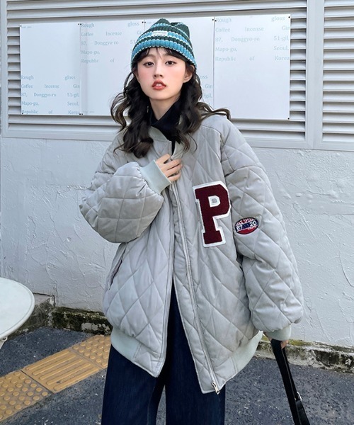 MANGROVE(マングローブ)の「Pロゴキルティングスタジャン(ブルゾン・レディース・アイボリー・FREE)」の4枚目の写真