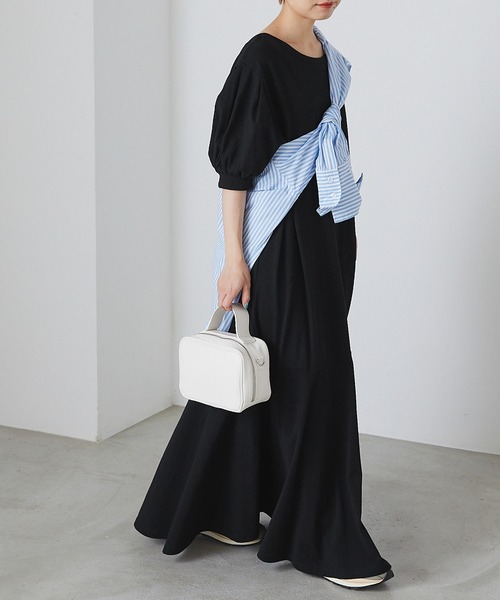 forksy.（フォルクシー）の「【forksy.】カットパフスリーブマーメードマキシワンピース（ワンピース・レディース・ブラック/ブルー/オートミール・FREE）」の2枚目の写真