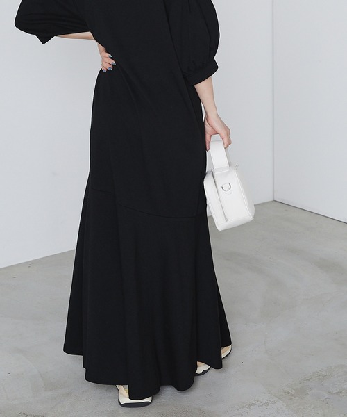 forksy.】カットパフスリーブマーメードマキシワンピース forksy