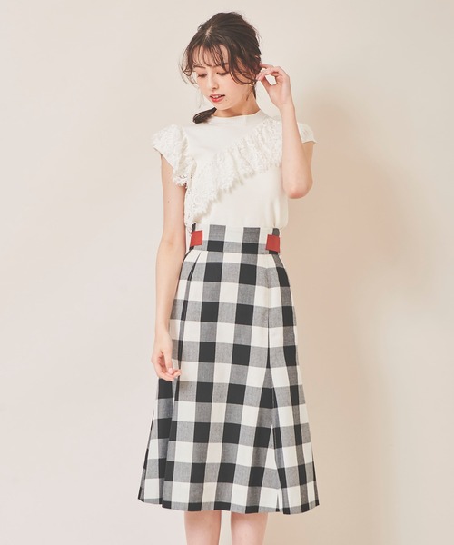 31 Sons de mode（トランテアン　ソン　ドゥ　モード）の「ギンガムチェックマーメイドスカート（スカート・レディース・ブラック/サックスブルー・38/36）」の5枚目の写真