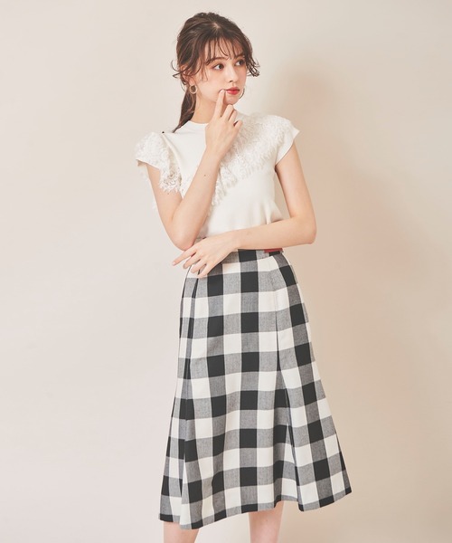 31 Sons de mode（トランテアン　ソン　ドゥ　モード）の「ギンガムチェックマーメイドスカート（スカート・レディース・ブラック/サックスブルー・38/36）」の6枚目の写真