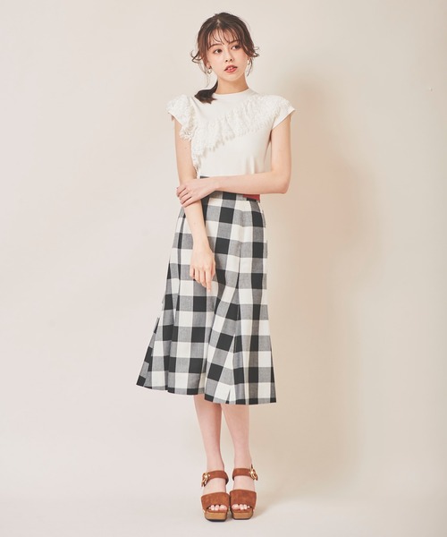 31 Sons de mode（トランテアン　ソン　ドゥ　モード）の「ギンガムチェックマーメイドスカート（スカート・レディース・ブラック/サックスブルー・38/36）」の9枚目の写真