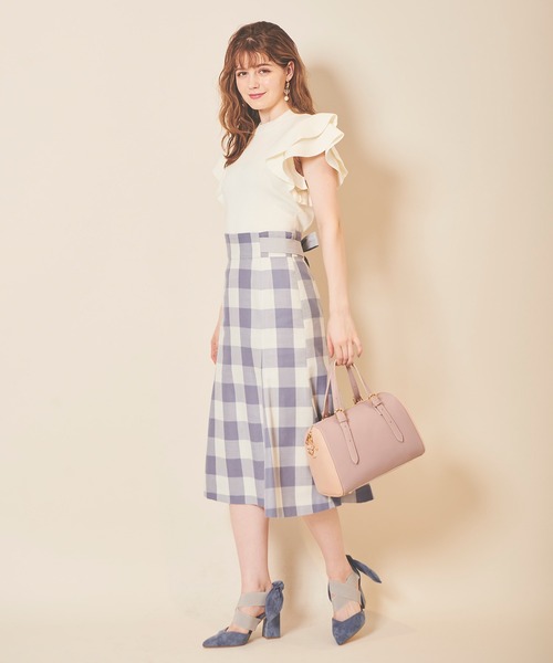 31 Sons de mode（トランテアン　ソン　ドゥ　モード）の「ギンガムチェックマーメイドスカート（スカート・レディース・ブラック/サックスブルー・38/36）」の14枚目の写真