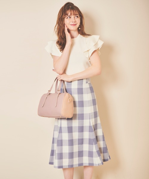 31 Sons de mode（トランテアン　ソン　ドゥ　モード）の「ギンガムチェックマーメイドスカート（スカート・レディース・ブラック/サックスブルー・38/36）」の16枚目の写真