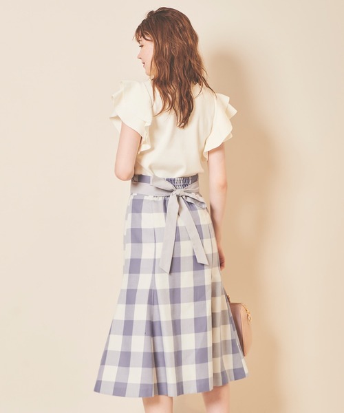 31 Sons de mode（トランテアン　ソン　ドゥ　モード）の「ギンガムチェックマーメイドスカート（スカート・レディース・ブラック/サックスブルー・38/36）」の17枚目の写真