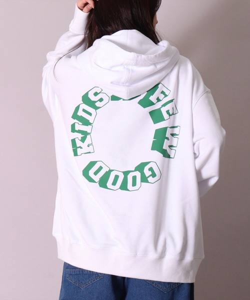 A FEW GOOD KIDS（ア フュー グッド キッズ）の「【a few good kids】サークル ロゴ プリント ルーズ スリーブ ジップ パーカー(BB)（パーカー・メンズ・ホワイト/ブラック・MEDIUM/LARGE）」の8枚目の写真